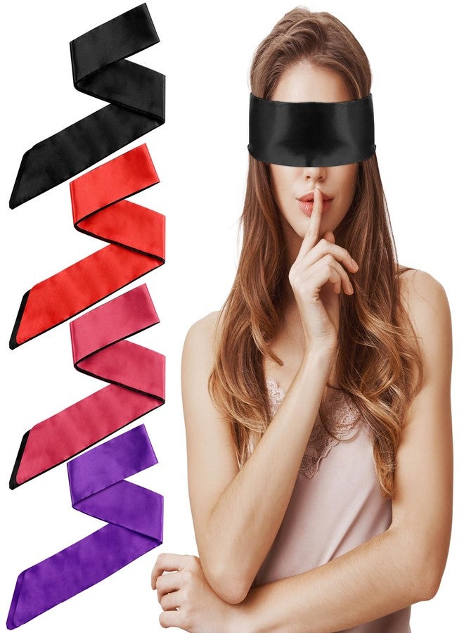 VZZNN 4 Pcs Satin Eye Mask for Sleeping 146cm Adjustable Eye Masks for Sleep Silk Blindfold for Adults Couples Couples Travel Nap Meditation Valentine GiftMulticolor Blindfold - Image 1
